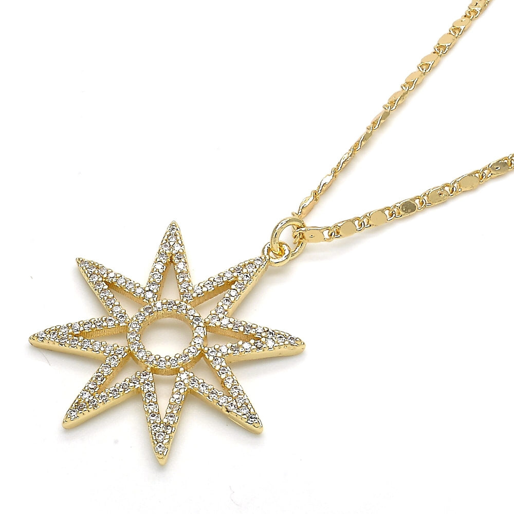 18k Gold Filled High Polish Finsh  Elegant Star Shape Necklace with Diamond Accent Image 2