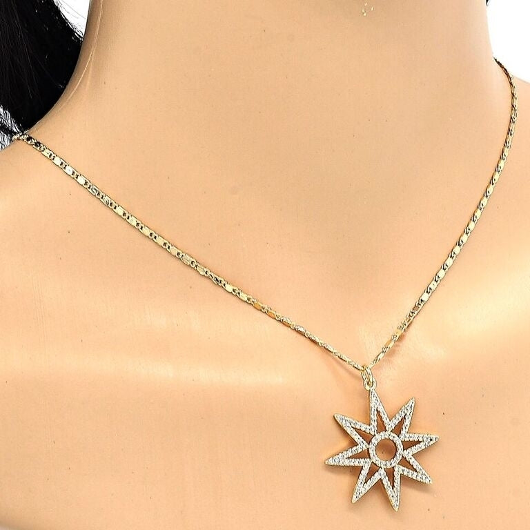 18k Gold Filled High Polish Finsh  Elegant Star Shape Necklace with Diamond Accent Image 3