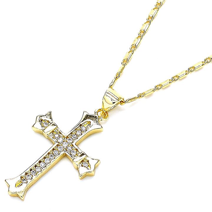 Gold Filled High Polish Finsh Mirco Pava Cross Charm Necklace Image 1