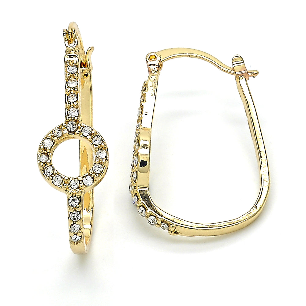 18k Gold Filled High Polish Finsh  Small Hoop with White Crystal Polished Finish Golden Tone Image 2