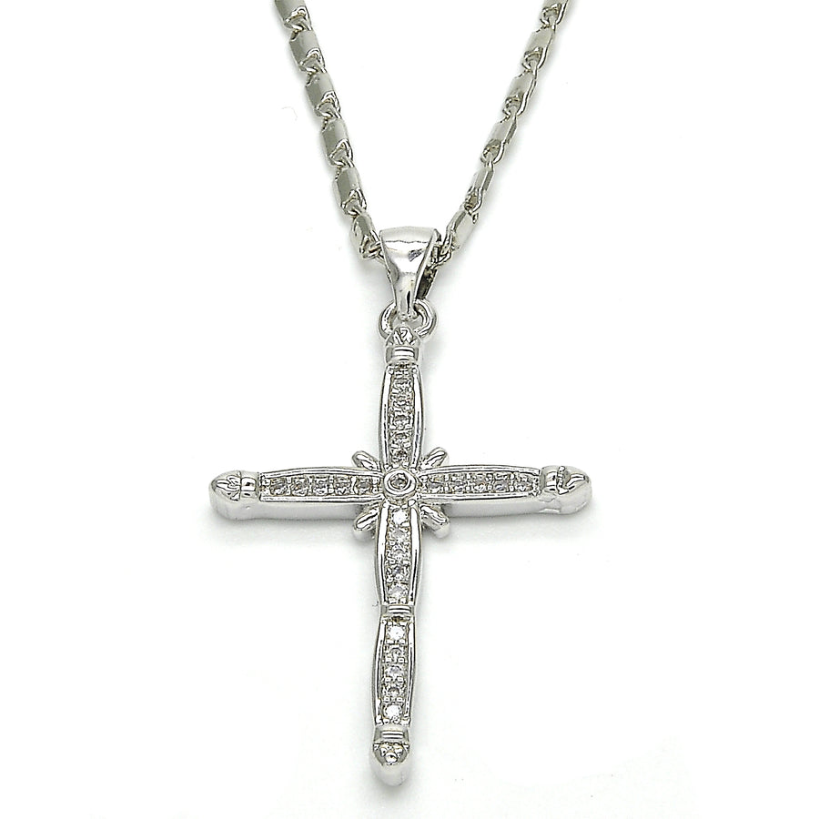 Sterling Silver  made with Crystal Cross Pendant Image 1