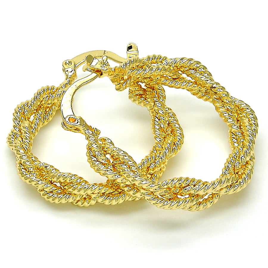 18k Gold Filled High Polish Finsh Medium Hoop Twist Design Polished Finish Golden Tone Image 1