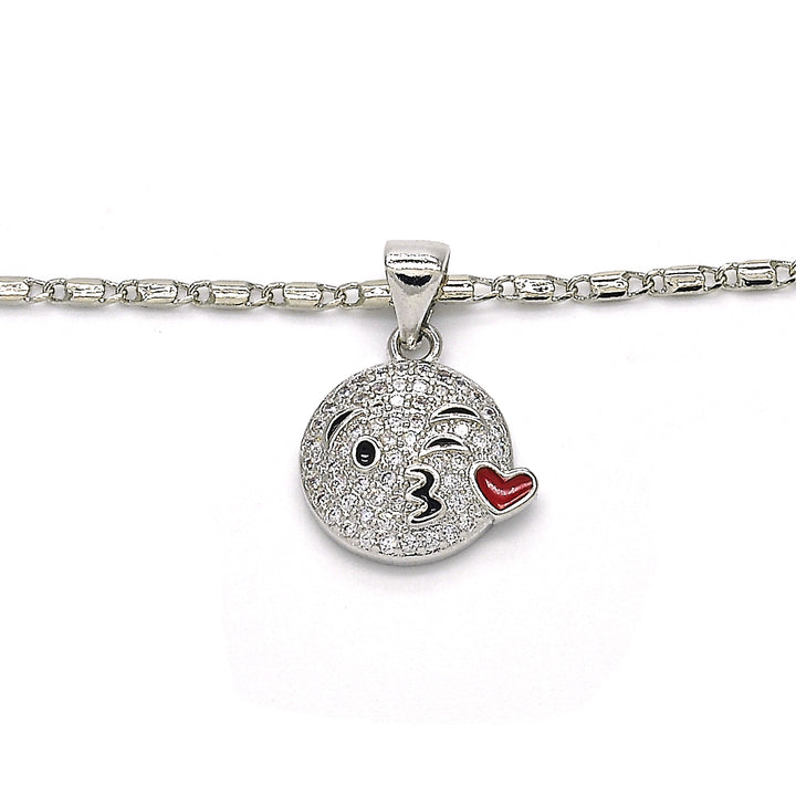 Rhodium Filled High Polish Finsh  Fancy Necklace Heart Design with Cubic Zirconia Rhodium Tone Image 2