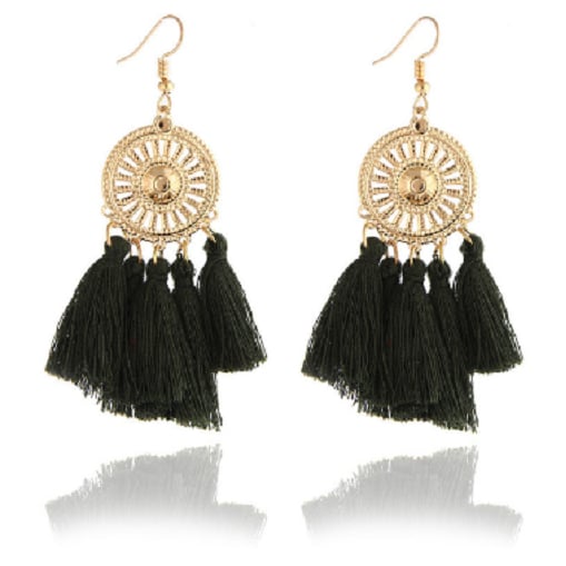 Gold Filled Black Tassel Earrings Image 1