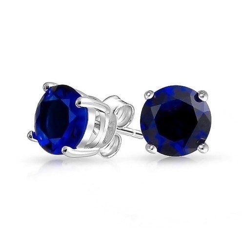 .Silver PlatedBlue Stud Earrings Image 1