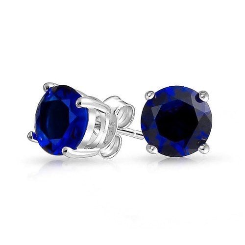 .Silver PlatedBlue Stud Earrings Image 2