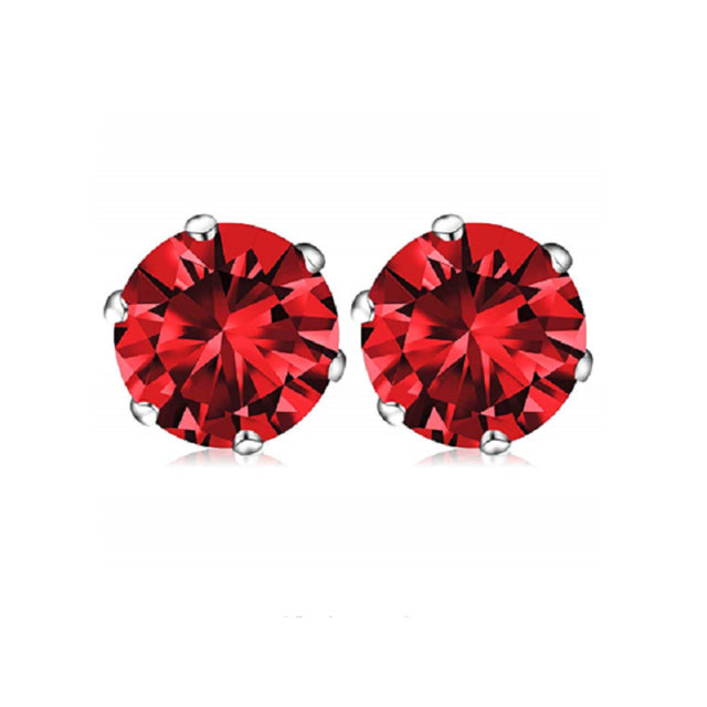 2.00 CTTW .Silver PlatedRed Stud Earrings Image 1