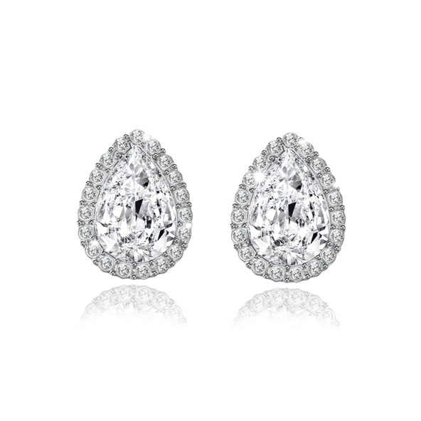 Sterling Silver Elegant Crystal Water Drop Stud Earrings Image 1