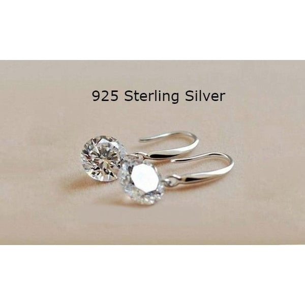 Sterling Silver .925 Stamped Topaz Drop Earrings Image 1