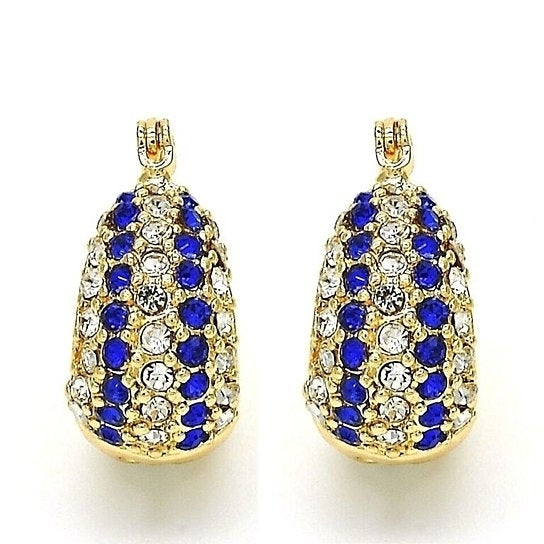 Gold Filled 5 LINE Blue CRYSTAL EARRING Image 1