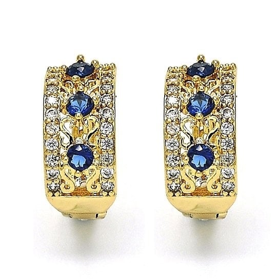 Gold Filled Blue HOOP EARRING EARRINGS Image 1