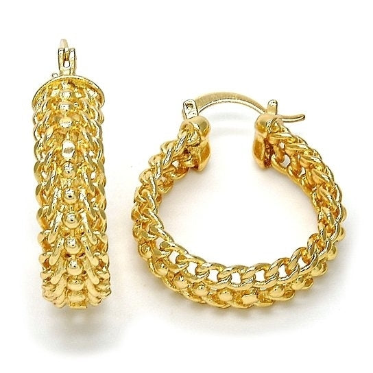 Gold Filled 3 Row Cable Link Elegant Hoop Image 1