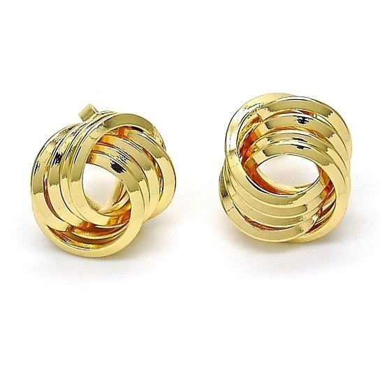 Gold Filled Stud Earring Love Knot Design Shinny Finish Plateden Tone Image 1