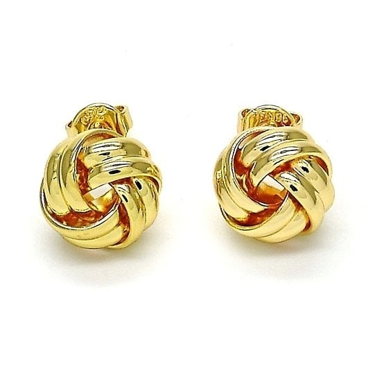 Gold Filled Layered Stud Earring Love Knot Design Polished Finish Plateden Tone Image 1