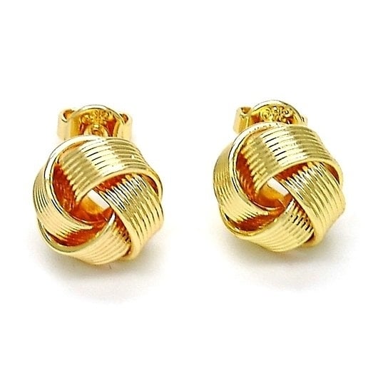 Gold Filled Stud Earring Love Knot Design Slightly Brushed Finish Plateden Tone Image 1