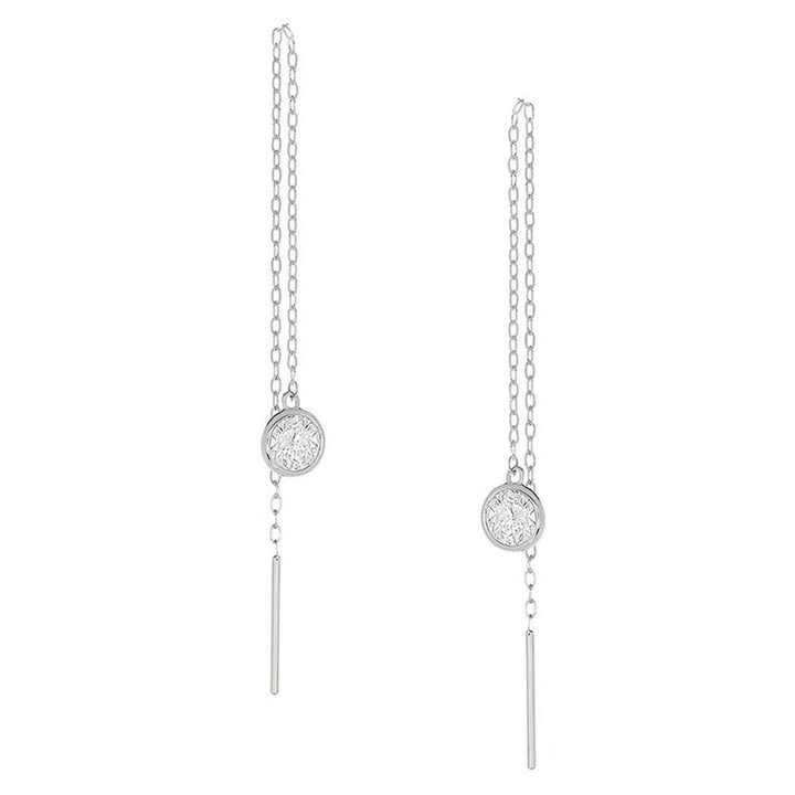 Sterling Silver Swarovski Crystal Threader Drop Earrings Image 2
