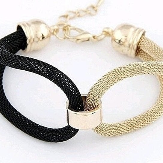 18k Gold Filled Black and Yellow Popcorn Mesh Bangle bracelet Image 1