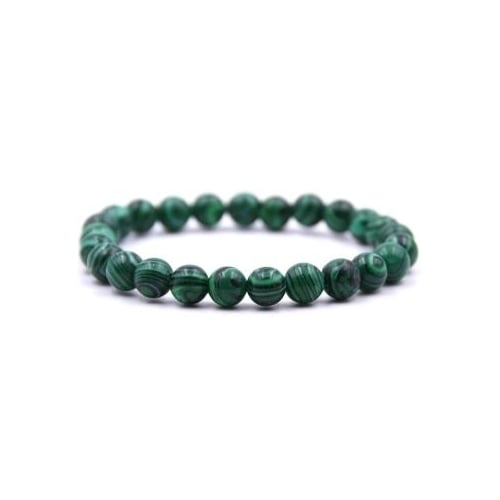 Genuine Six Words Green Agate Stretch Bracelet Natural Healing Stone Image 1