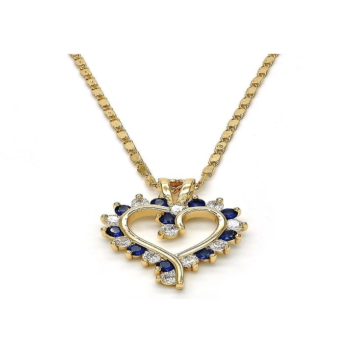 18K Gold Filled Blue Sapphire Micro Pave Heart Necklace Image 2