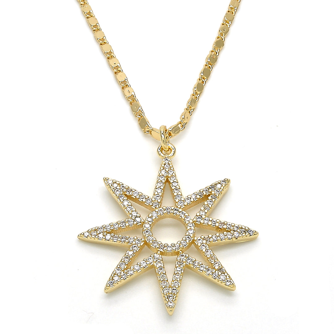 14k Gold Filled High Polish Finsh  Diamond Accent Star Necklace Image 2