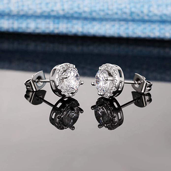 3.40 CTTW Sterling Silver Halo Studs With Swarovski Elements Image 2