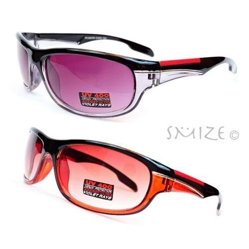 Black Red Sport Design Square Plastic Frame UV400 Unisex Sunglasses Image 1