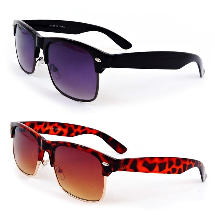 Retro Style Large Rectangle Frame Man or Womens Sunglasses Image 1