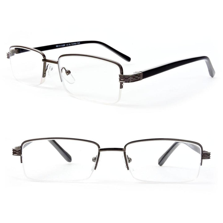 Semi-Rimless Rectangle Lenses Spring Hinges Reading Glasses Image 3