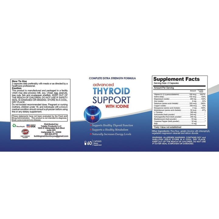 Advanced Thyroid Support Capsules with Iodine 60 Count Boost Metabolism Energy Image 2