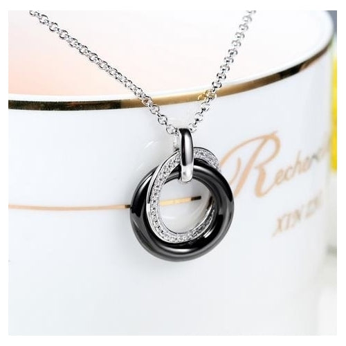 Sterling Fashion style  Popular style-plated pendant blossoms happy double-ring Pendant Image 2