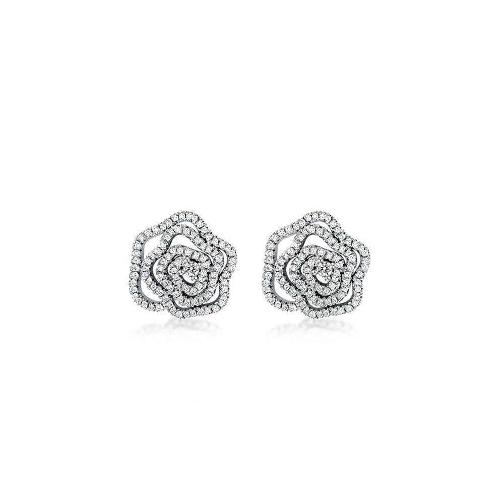 Cubic Zirconia Flower Stud Earrings Image 2