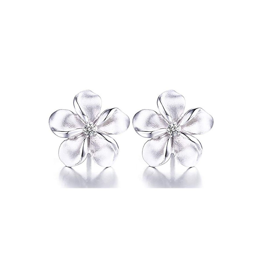Plumeria Crystal Flower Stud Earrings Made With Swarovski Elements Image 1