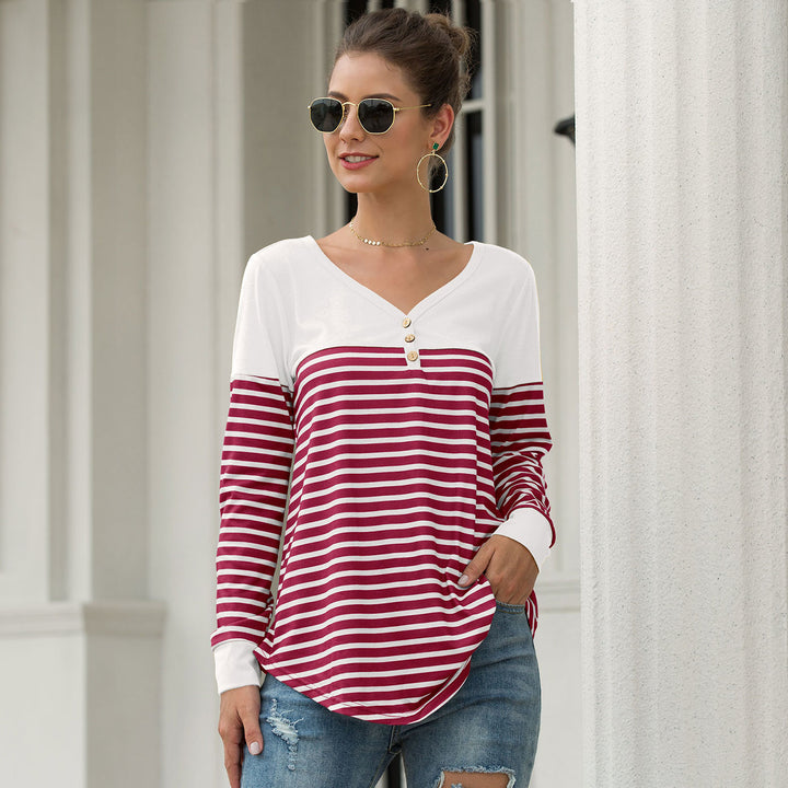 Button Deco Striped Casual Shirt Image 3