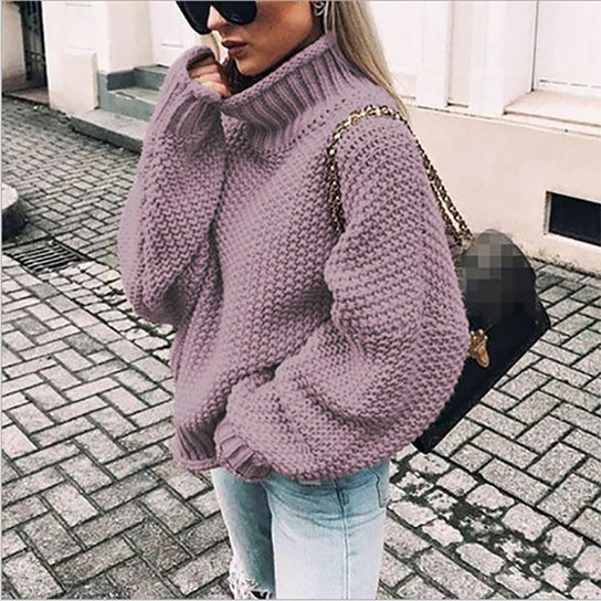 Oversize Bold Knit High Neck Sweater Image 2