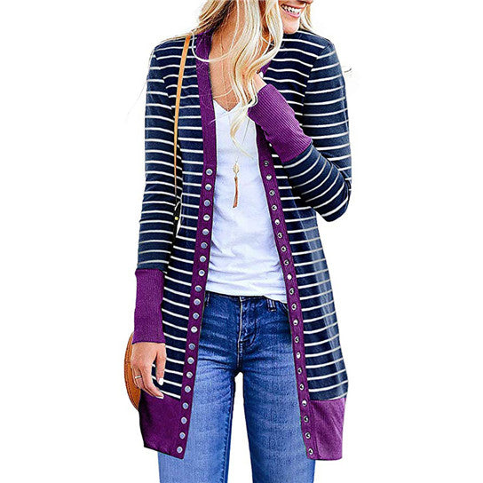 Striped Long Cardigan in 6 Colors Image 1