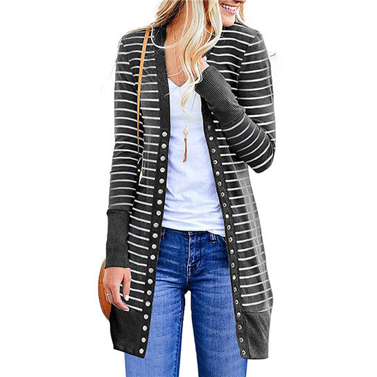 Striped Long Cardigan in 6 Colors Image 3