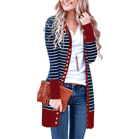 Striped Long Cardigan in 6 Colors Image 4