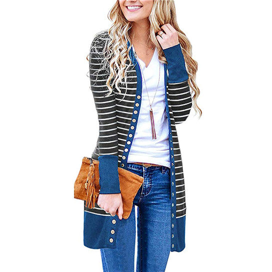 Striped Long Cardigan in 6 Colors Image 1