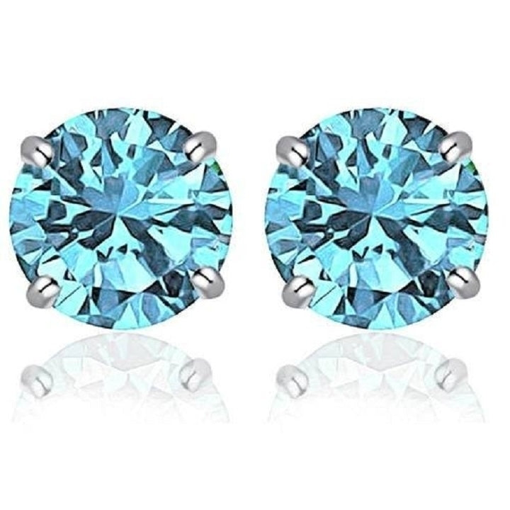 2.00 CTTW Round Crystal Stud Earrings-ALL COLORS AVAILABLE White Yellow Gold Filled High Polish Finsh  High Finish Image 4