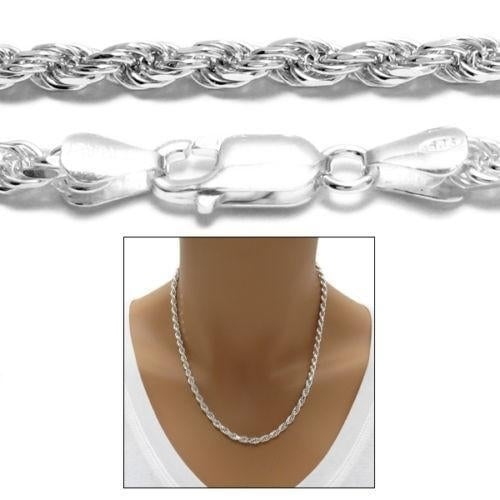 Italian 925 Silver Filled High Polish Finsh Rope Chain-All Sizes Image 1