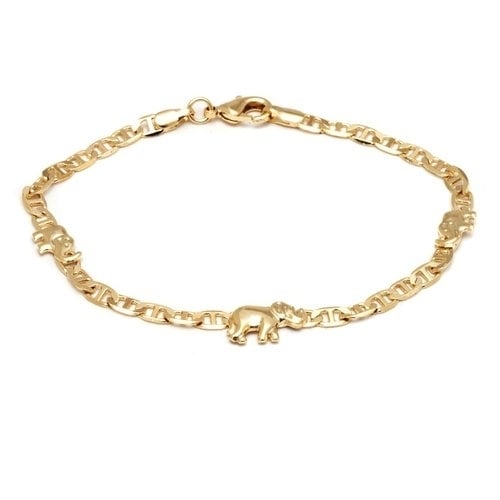 18K Gold Filled Mariner link elephant Bracelet 8 Womens Teens Image 1
