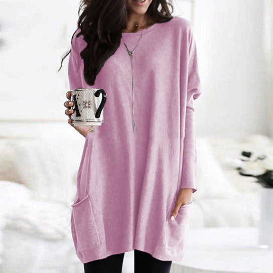 Casual Long Sleeve Pullover Sweater with Pockets Image 1