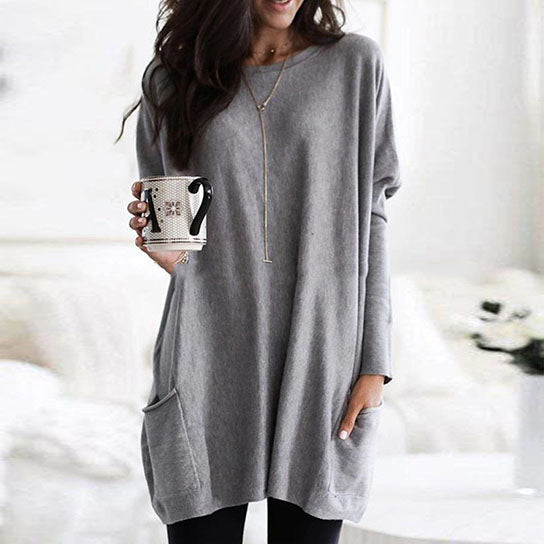 Casual Long Sleeve Pullover Sweater with Pockets Image 3