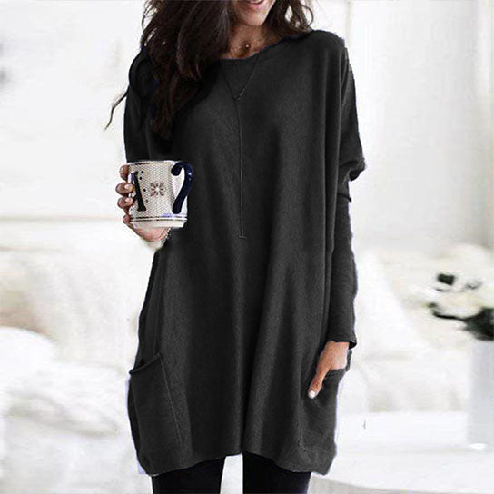 Casual Long Sleeve Pullover Sweater with Pockets Image 2