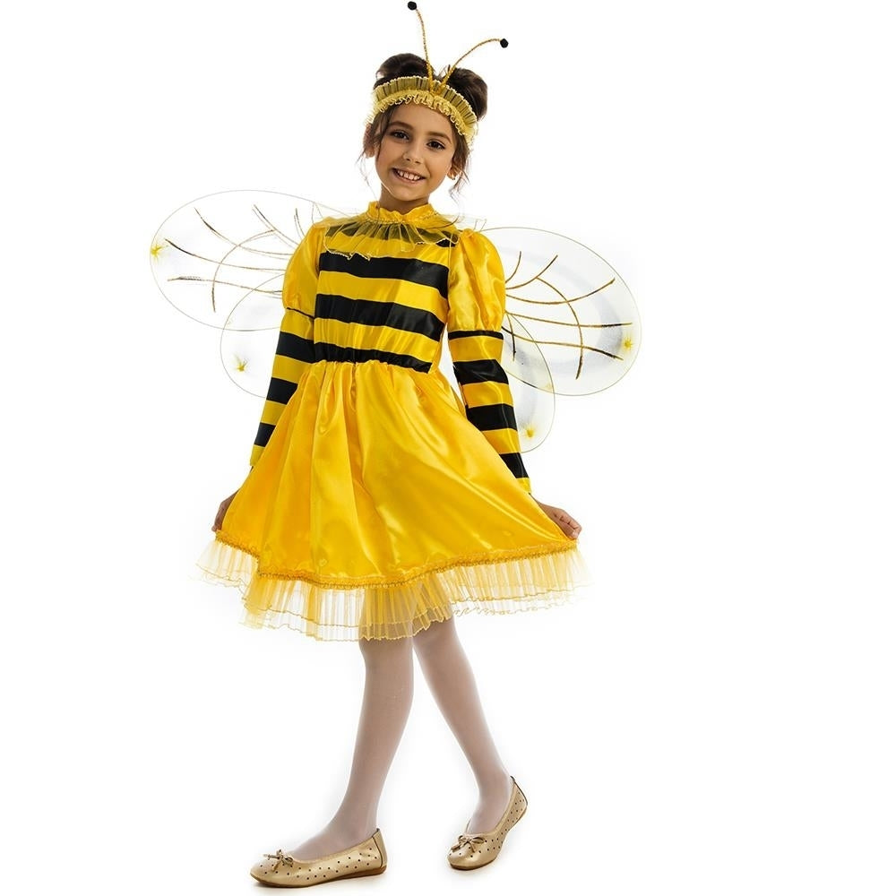 5 OReet Bumblebee Dress XS Girls Costume Yellow with Wings and Headband Image 2