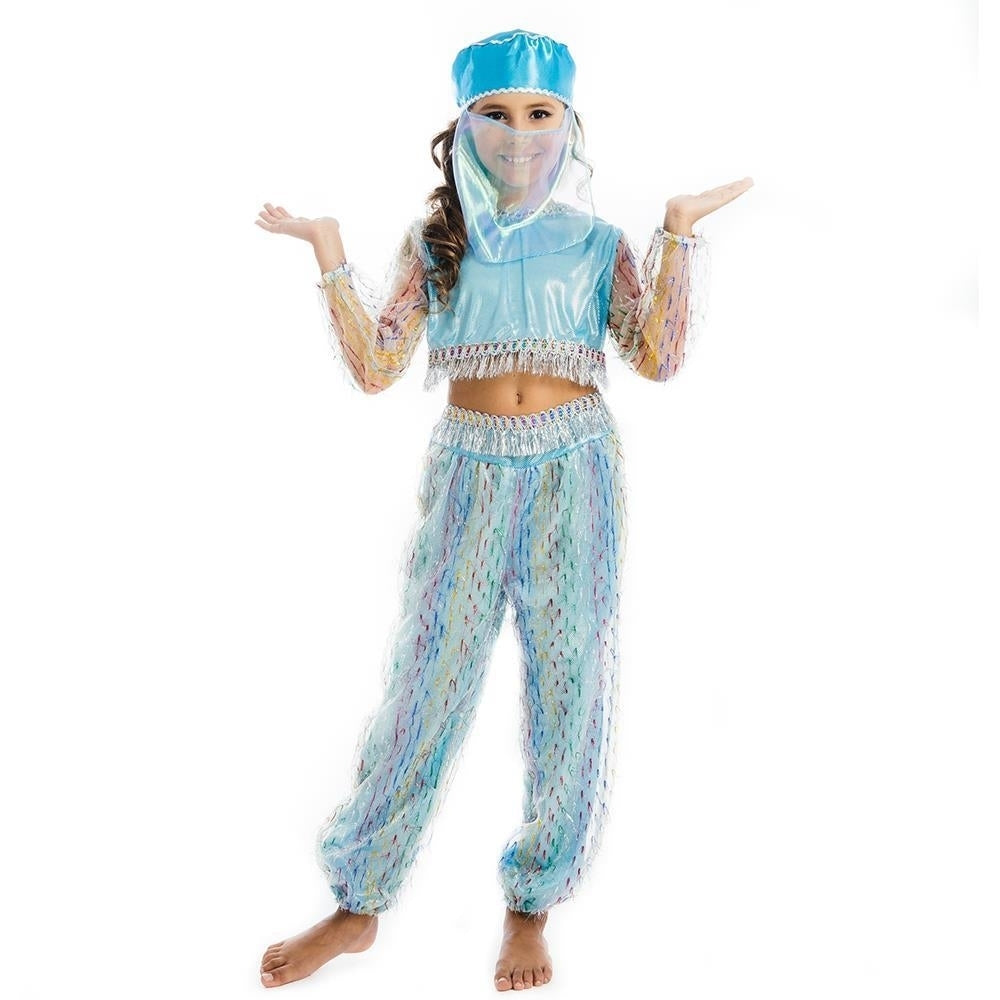 5 OReet Jasmine Princess Costume L 10 12 Girls Blue Halter Top Pants Veil Image 3