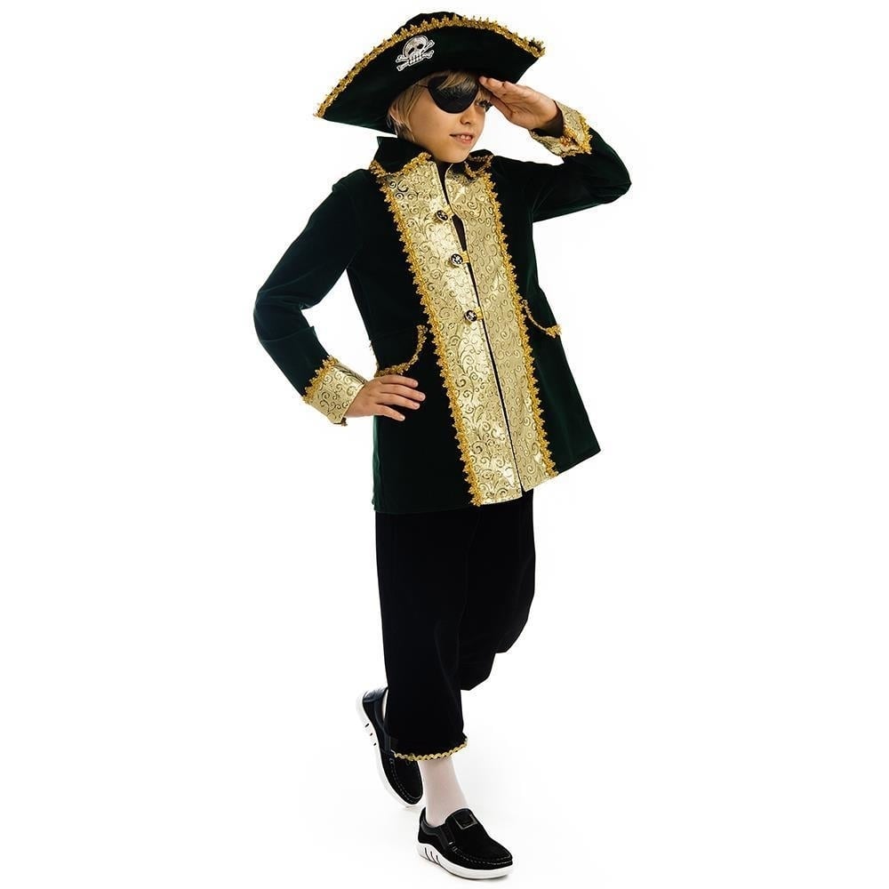 5 OReet Captain of Pirates Boys Costume XS Hat Eye Patch Jacket Carnival Image 2