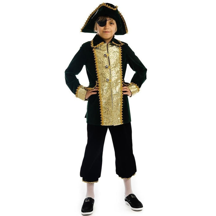 5 OReet Captain of Pirates Boys Costume XS Hat Eye Patch Jacket Carnival Image 3