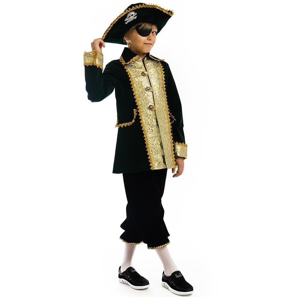 5 OReet Captain of Pirates Boys Costume XS Hat Eye Patch Jacket Carnival Image 4