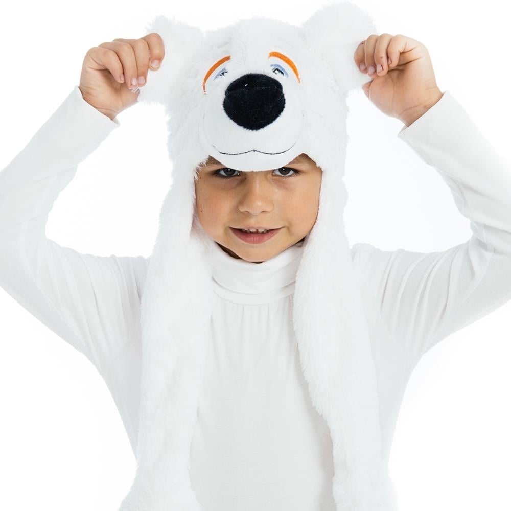 5 OReet White Polar Bear Plush Headpiece Kids Costume Hat Size OReet Image 2